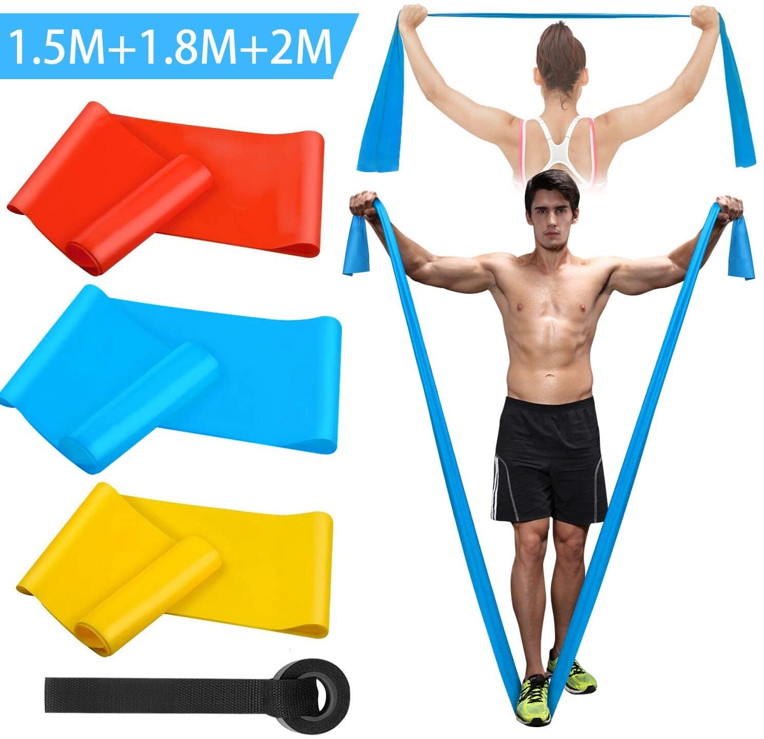 Yoga Fitness Stretching - Elastic Fitness Bands 3Pcs Resistance Bands