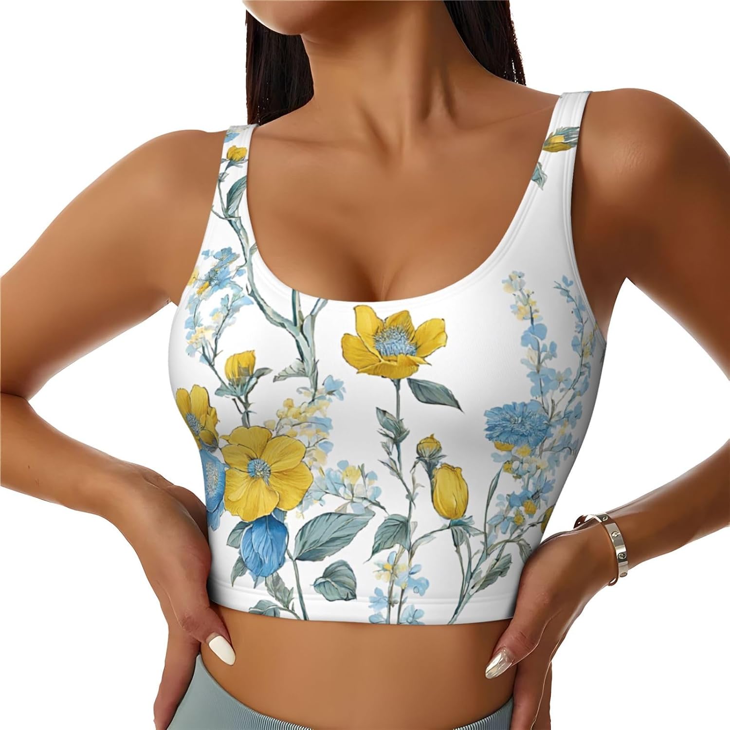 Blue Flower Floral Pattern Ros – Yoga Dance & Fitness Center Llc recenzja i cena