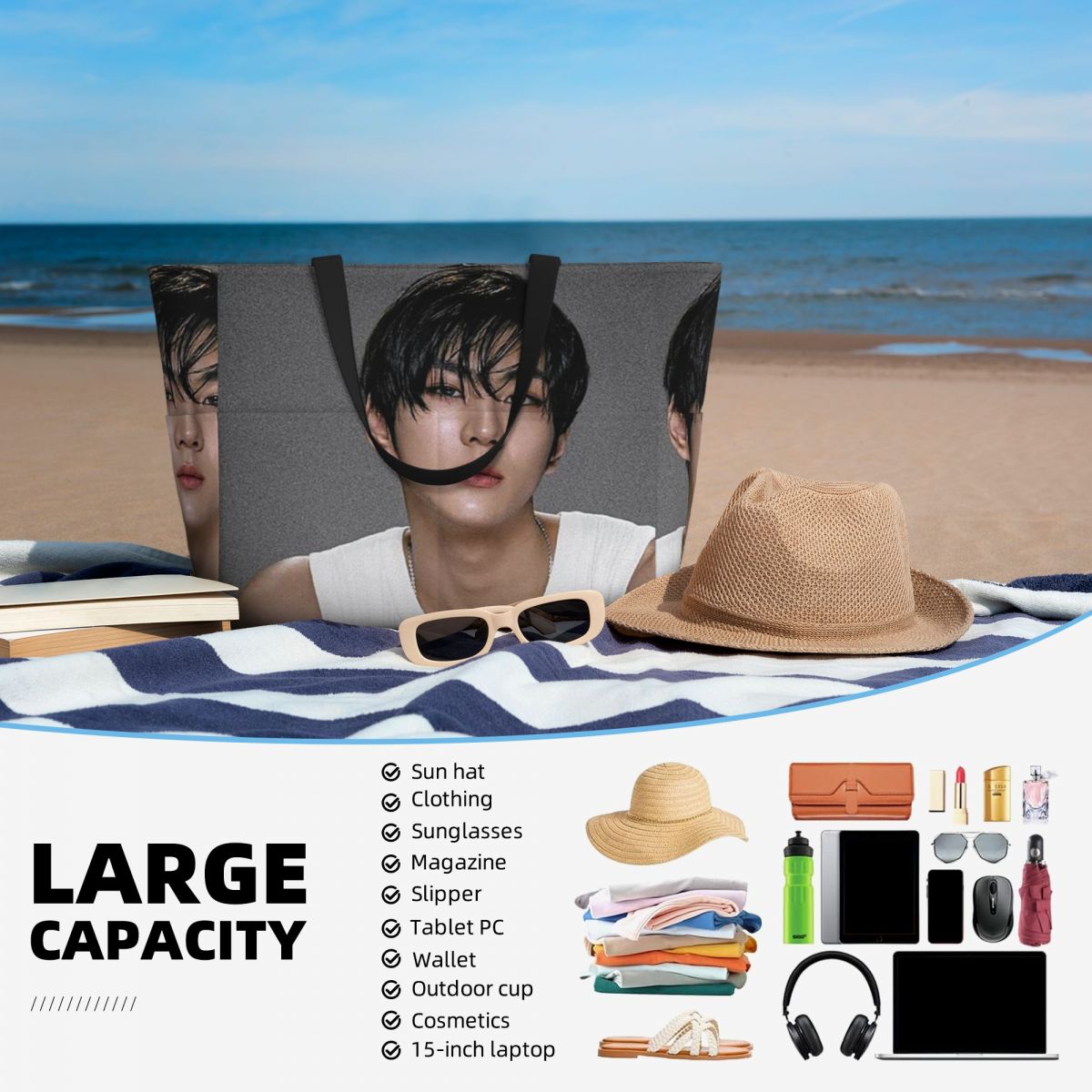 Jungwon En Kpop Beach Tote Bag – Yoga En Fitness recenzja i cena