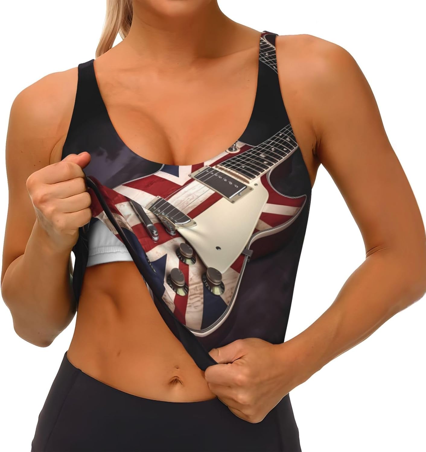 Guitar British Flag Print Wome – Yoga Dance & Fitness Center Llc recenzja i cena