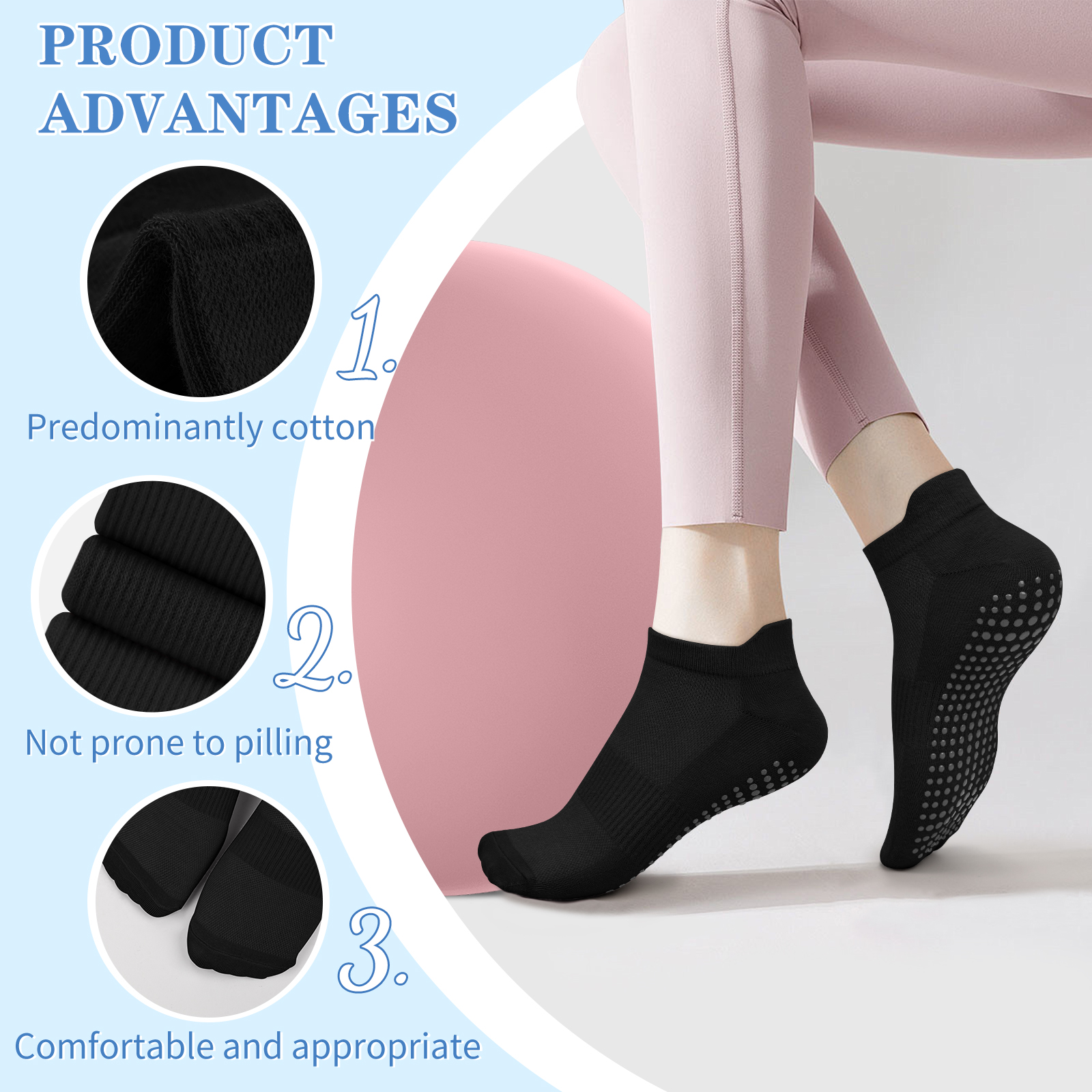 3 Pairs Yoga Socks Women Cotto – Yoga Dance & Fitness Center Llc recenzja i cena